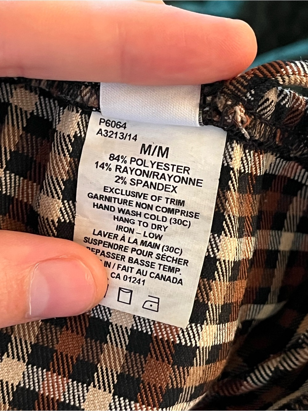 Simons Brown Plaid Mini Slip Dress with Front Slit - Picture 5 of 5